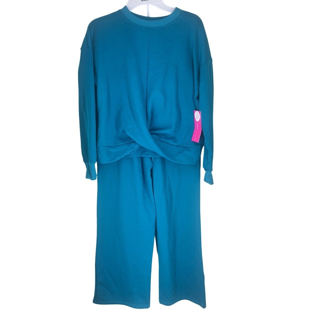 Yogalicious Girls Sweatsuit Set/Loungewear size‎ Large 12 Crystal Teal 2pc NWT